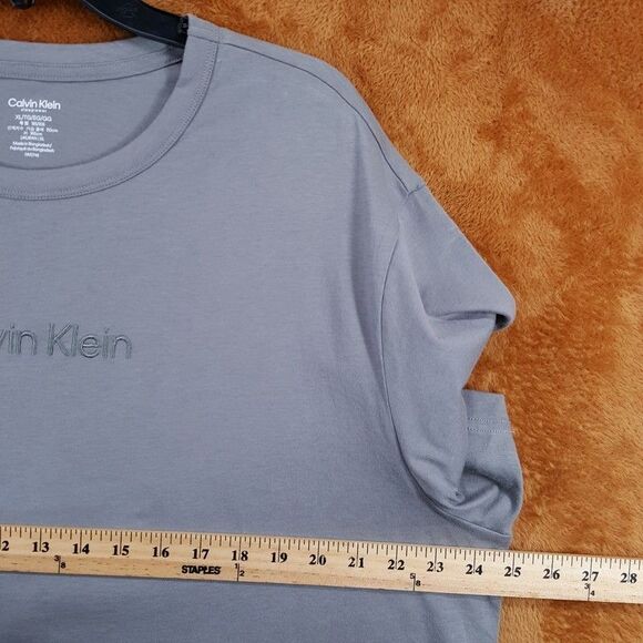 CALVIN KLEIN Sleepwear Mens XL Gray Pullover Crew Logo Tee T-Shirt - Picture 5 of 7